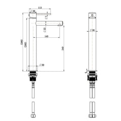 Essence High Rise Basin Mixer With Knurled Handle – Brushed Nickel