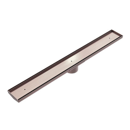 V Channel Floor Grate 89mm Outlet With Hole Saw Brushed Bronze