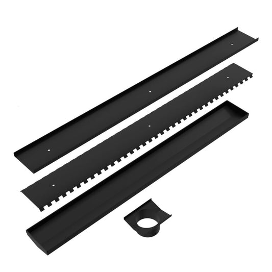 Nero Tile Insert V Channel Floor Grate 89mm Outlet With Hole Saw Matte Black