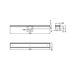 Nero Tile Insert V Channel Floor Grate 89mm Outlet With Hole Saw Brushed Bronze