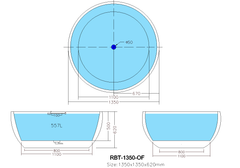 Ronda Round Freestanding Bathtub Gloss White 1350mm