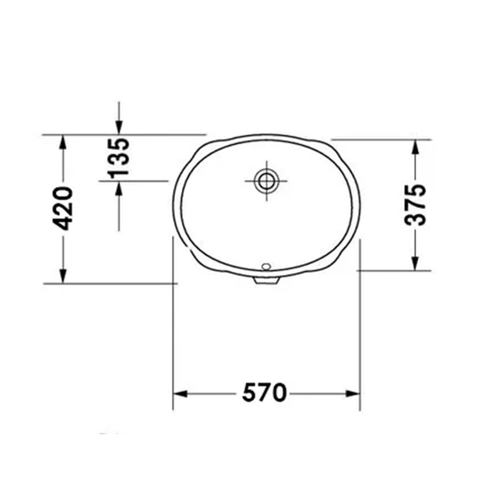 Undermount Oval Gloss White Basin 570X420X200mm