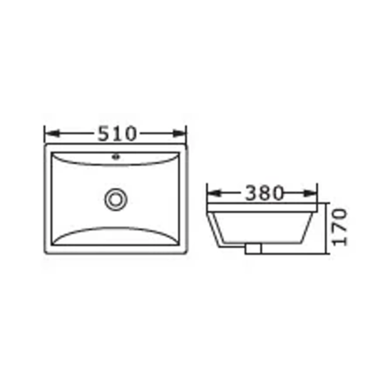 Undermount Square Gloss White Basin 510X380X180mm