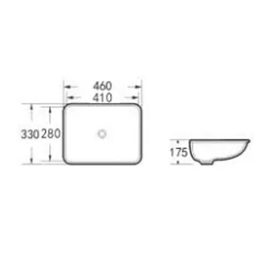 Undermount Square Gloss White Basin 460X330X175mm