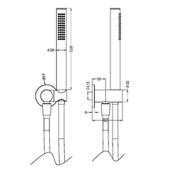 Nero Zen Shower On Bracket With Outdoor Shower Hose (Many Colours)