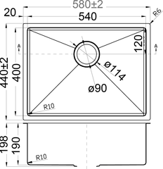 Arden Single Bowl Sink 540mm