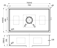 Coral Single Bowl Sink 720mm
