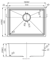 Arden Single Bowl Sink 540mm