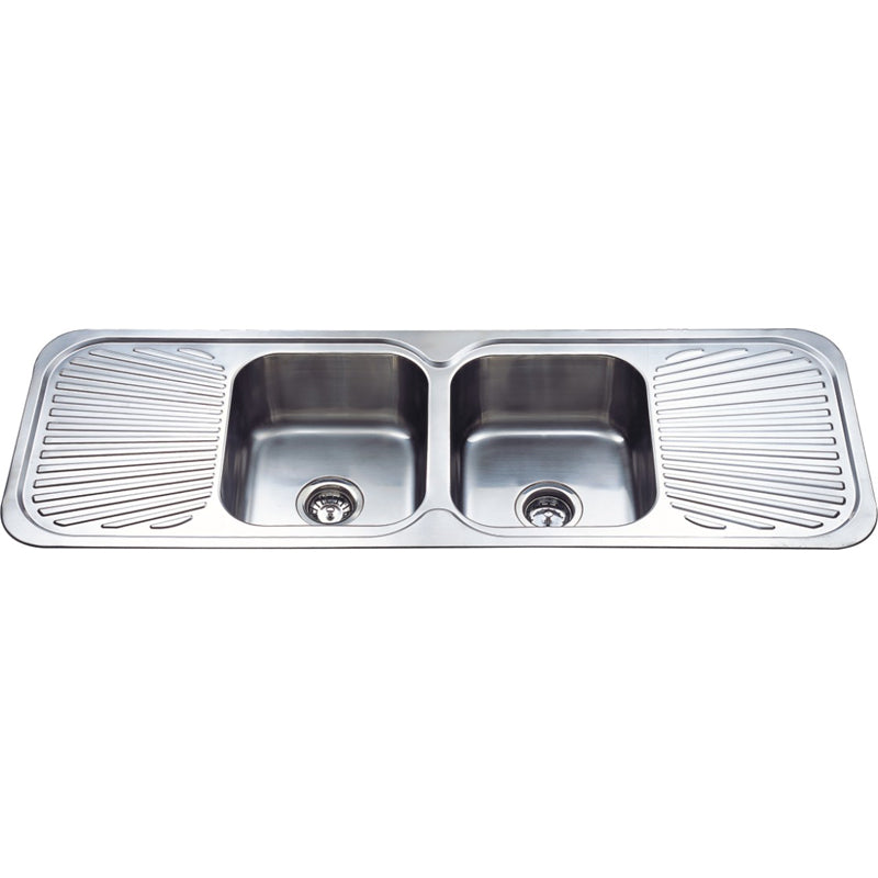 Coral Double Bowl Double Drainer Sink 1380mm