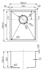 Arden Single Bowl Sink 340mm