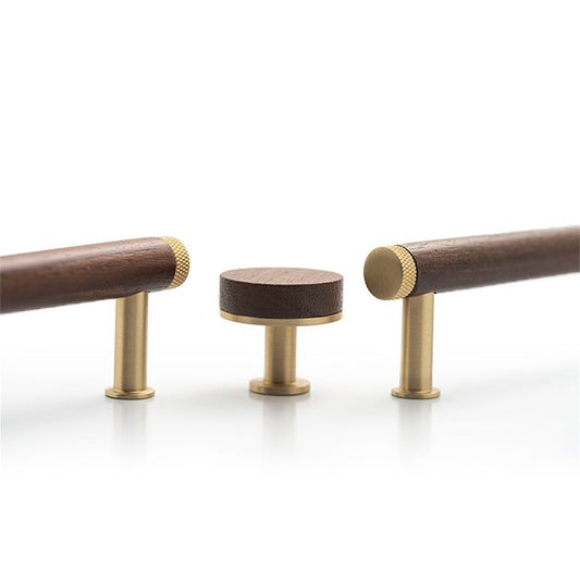 Castella Kereste 30mm Knob- Walnut/ Satin Brass