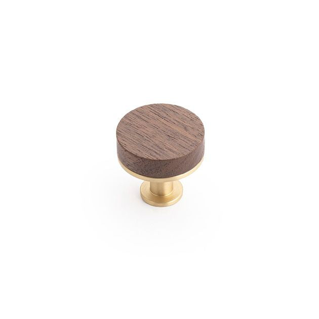 Castella Kereste 30mm Knob- Walnut/ Satin Brass