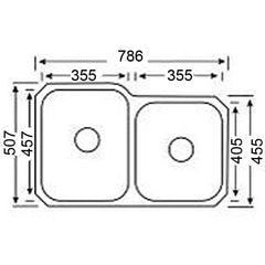 Coral Double Bowl Undermount Sink 808mm