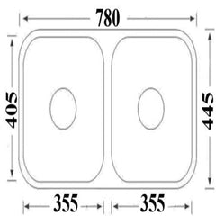 Coral Double Bowl Undermount Sink  780mm
