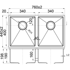 Arden Double Bowl Sink 760mm
