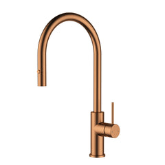 Orta Slimline SS Gooseneck Pull-Out Sink Mixer In Brushed ss304 Chrome
