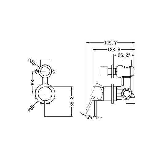 Nero Mecca Shower Mixer with Divertor Separate Back Plate (Many Colours)