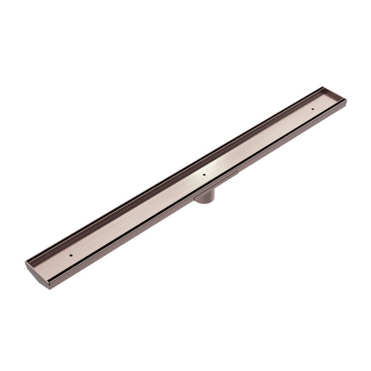 V Channel Floor Grate 50mm Outlet With Hole Saw Brushed Bronze