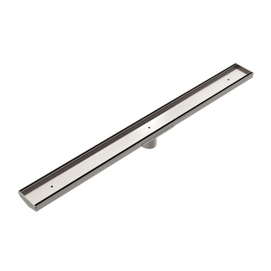 Nero Tile Insert V Channel Floor Grate 50mm Outlet With Hole Saw Brushed Nickel