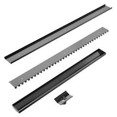 Nero Tile Insert V Channel Floor Grate 50mm Outlet With Hole Saw Gun Metal