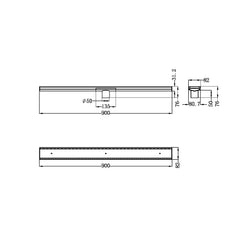 Nero Tile Insert V Channel Floor Grate 50mm Outlet With Hole Saw Gun Metal