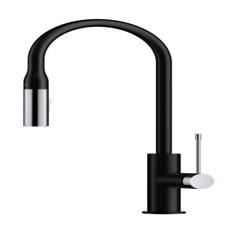 Azel Sink Mixer Pull-out Matt Black with Chrome Spout