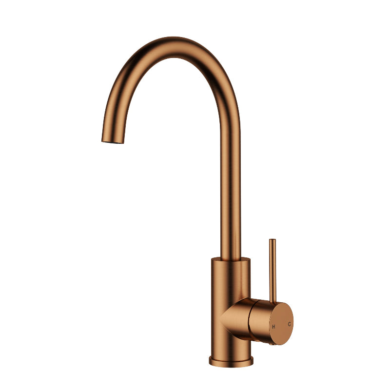 Orta Slimline Sink Mixer Gooseneck Brushed Copper