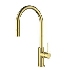 Orta Slimline SS Gooseneck Pull-Out Sink Mixer In Brushed ss304 Chrome