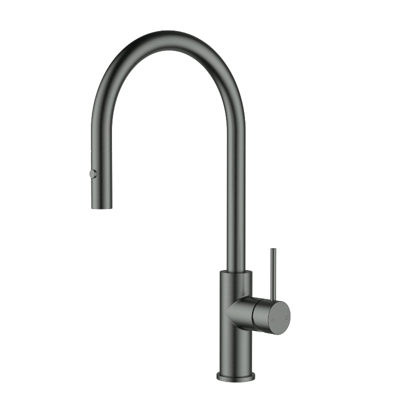 Orta Slimline SS Gooseneck Pull-Out Sink Mixer In Brushed ss304 Gun Metal