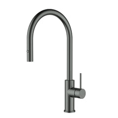 Orta Slimline SS Gooseneck Pull-Out Sink Mixer In Brushed ss304 Chrome