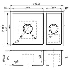Coral 1 & 1/2 Bowl Sink 670mm