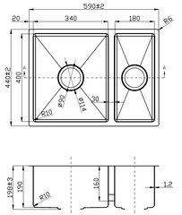 Arden 1 & 1/2 Bowl Sink 590mm