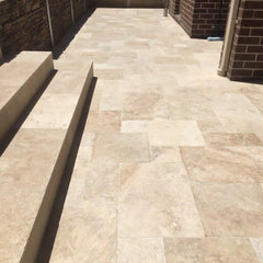 Classic Tumbled Travertine French Pattern 30mm