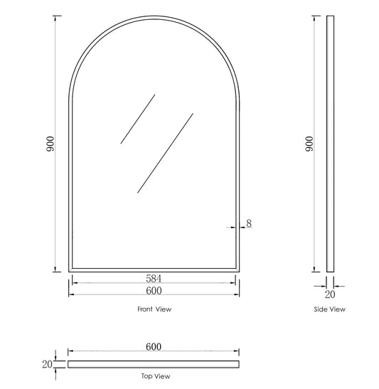 Otti Archie 900x600 Gold Metal Frame Mirror