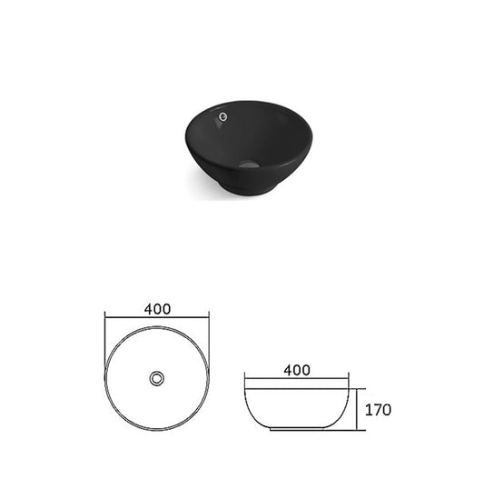 Above Counter 33 Matte Black 400x170mm