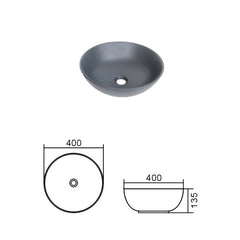 Otti Bondi Ceramic Round Matte Grey Basin 400x400x135mm