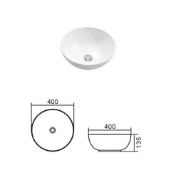 Otti Bondi Round White Basin 400x400x135mm (Gloss & Matte Finish)