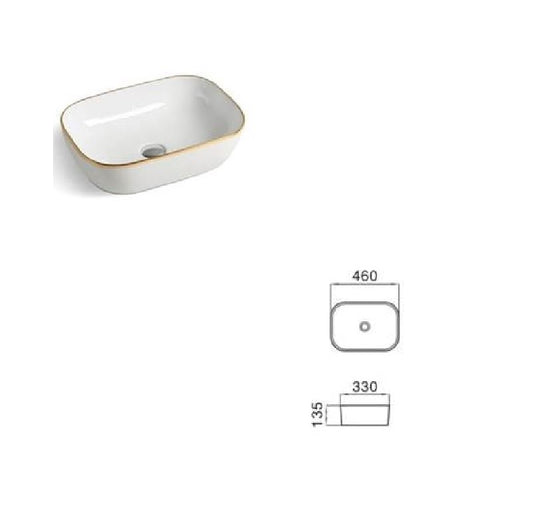 Above Counter Gold Rim Basin 460mm