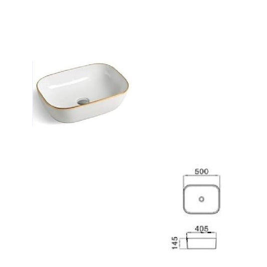 Above Counter Gold Rim Basin 500mm