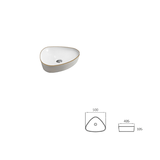 Above Counter Gold Rim Triangle Basin 500 mm