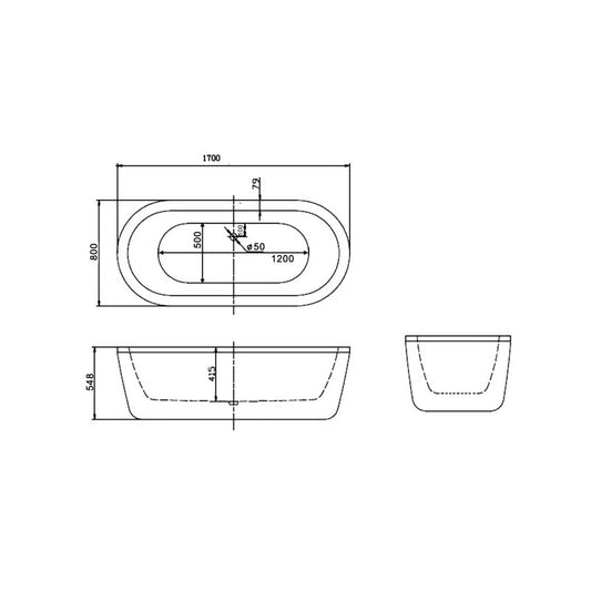 Alba Oval Freestanding Bathtub 1700mm