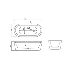 Alba Oval Freestanding Bathtub 1700mm