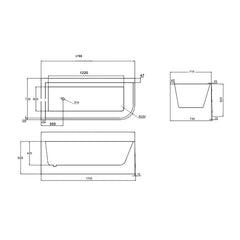 Alba Multi-Fit Left Bathtub 1700mm