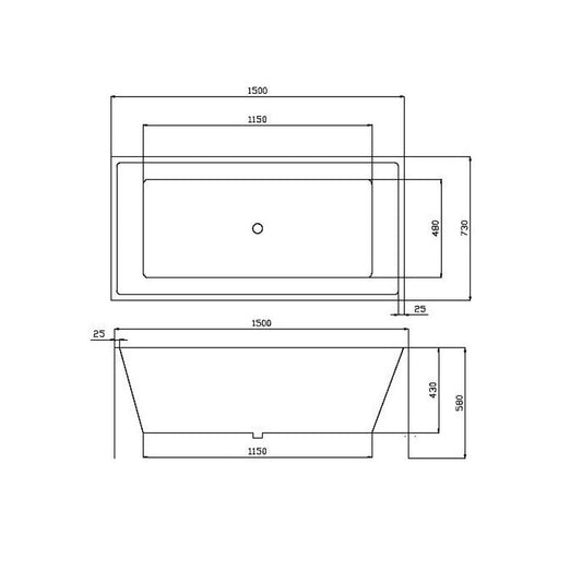 Alba Multi-Fit Rectangle Bathtub 1500mm