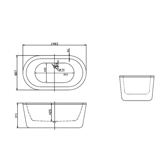 Alba Oval Freestanding Bathtub 1500mm