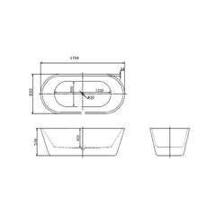 Alba Oval Slim Freestanding Bathtub 1700mm