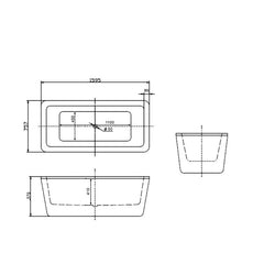 Alba Rectangle Freestanding Bathtub 1500mm