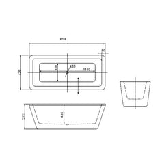 Alba Rectangle Freestanding Bathtub 1700mm