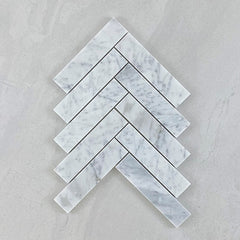 Apollo Carrara White Herringbone Honed