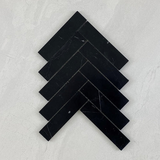 Nero Marquina Herringbone Honed